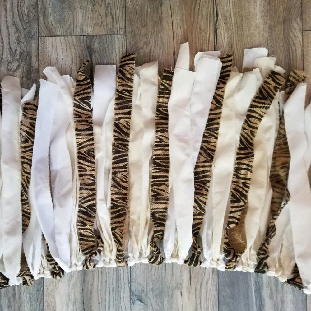 Linen Fabric Banner Wall Hanging | Zebra Burlap | 5'